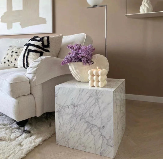 Marble Block Coffee Table - Bianca (White) Carrara