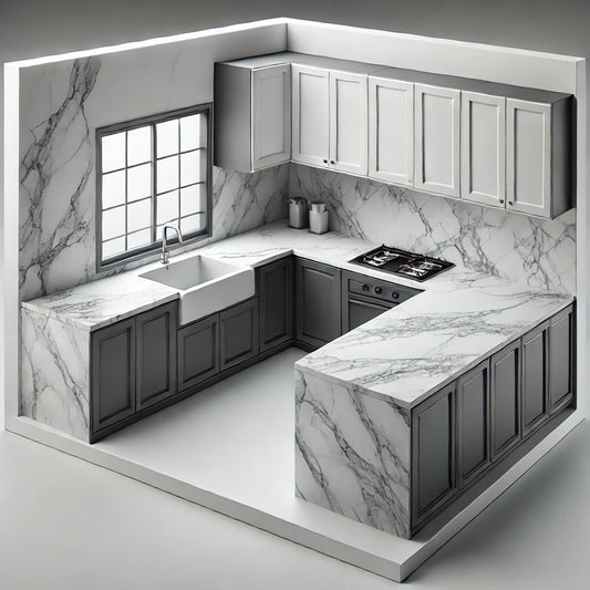 Bespoke Kitchen Worktops | 20mm White Calacatta Royal Quartz