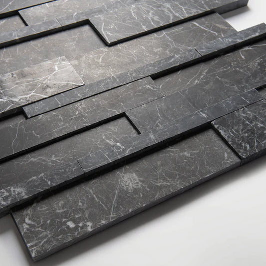 Black Lighting Marble Split Face Tiles 610x150x10-20mm