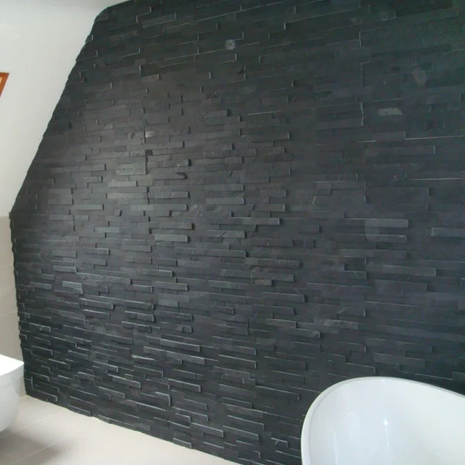 Black Slate Split Face Tiles 600x150x8-13mm