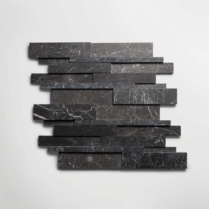 Black Lighting Marble Split Face Tiles 610x150x10-20mm