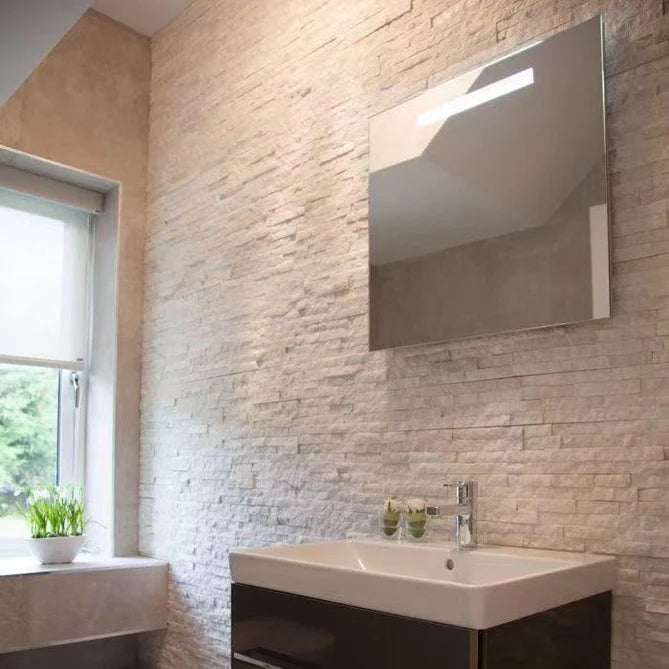 Crystal White Marble Split Face Tiles 600x150x8-15mm