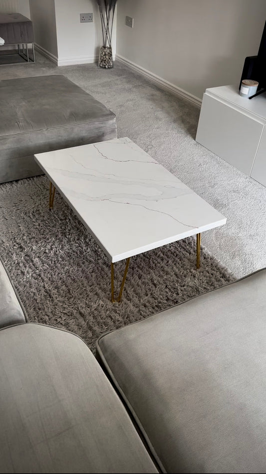 Quartz Marble Effect Coffee Table - Various Sizes