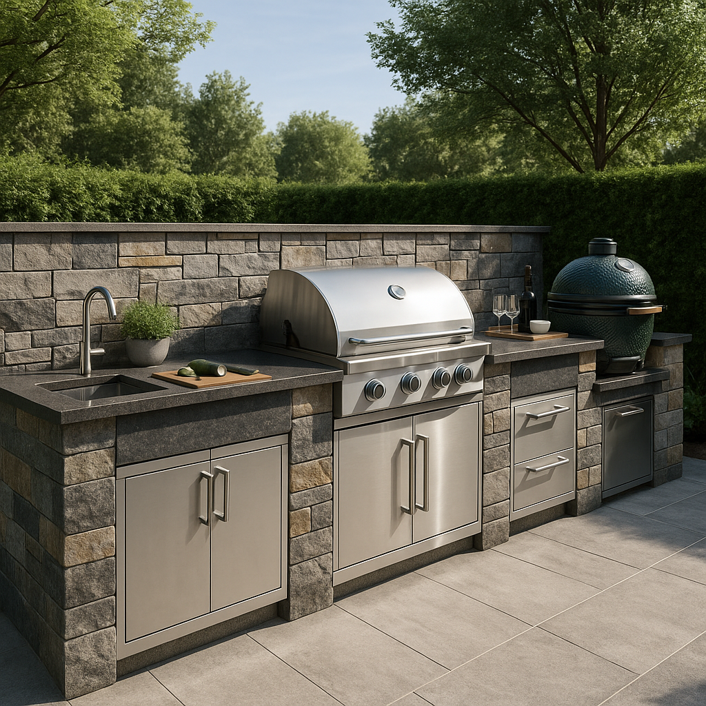 Bespoke Outdoor Kitchens & Barbecue Setups with Natural Stone Worktops