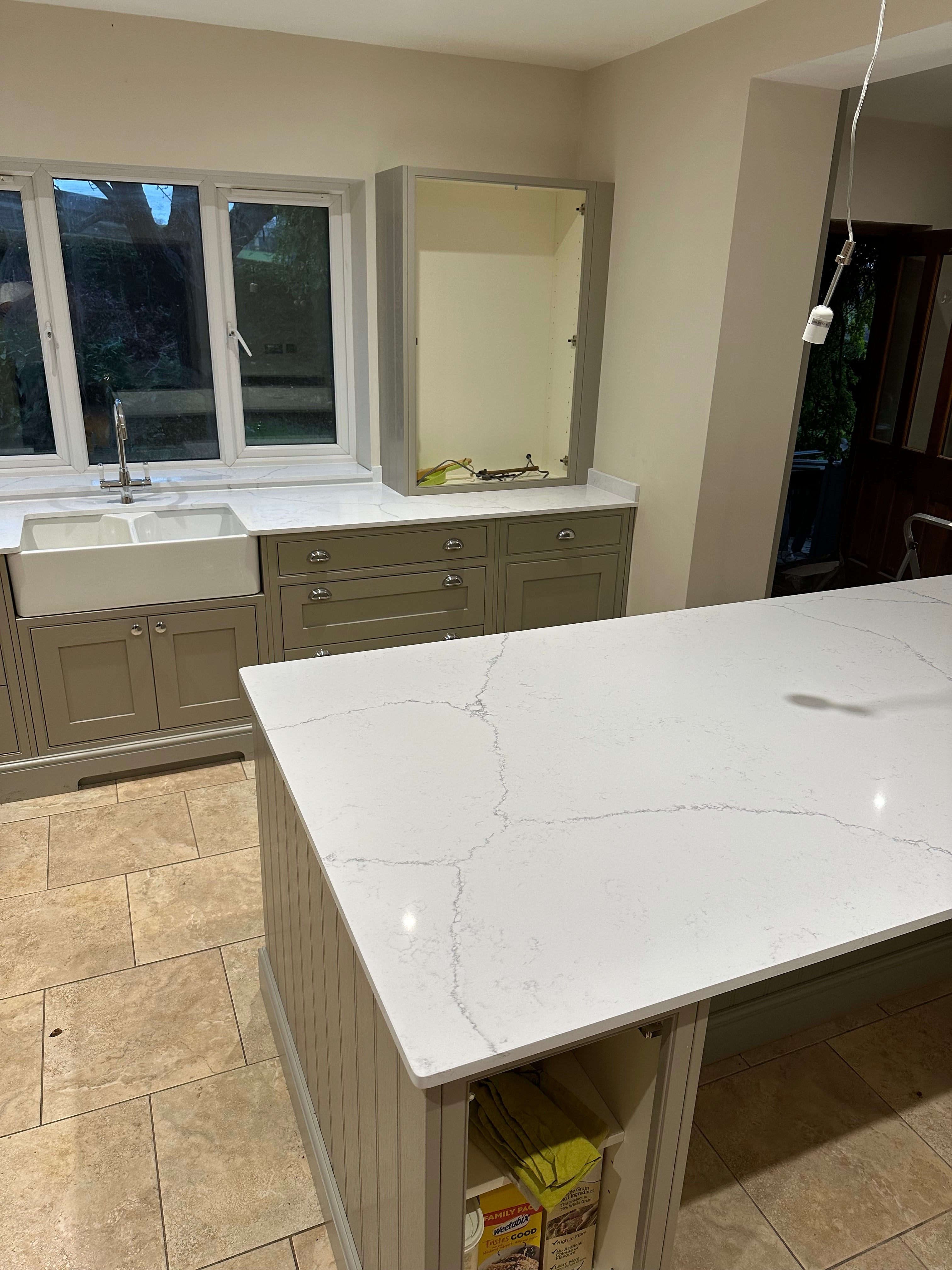 Carrara Misterio Quartz Kitchen Island Worktop