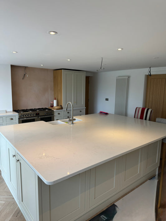 Carrara Quartz Kitchen Island Worktop