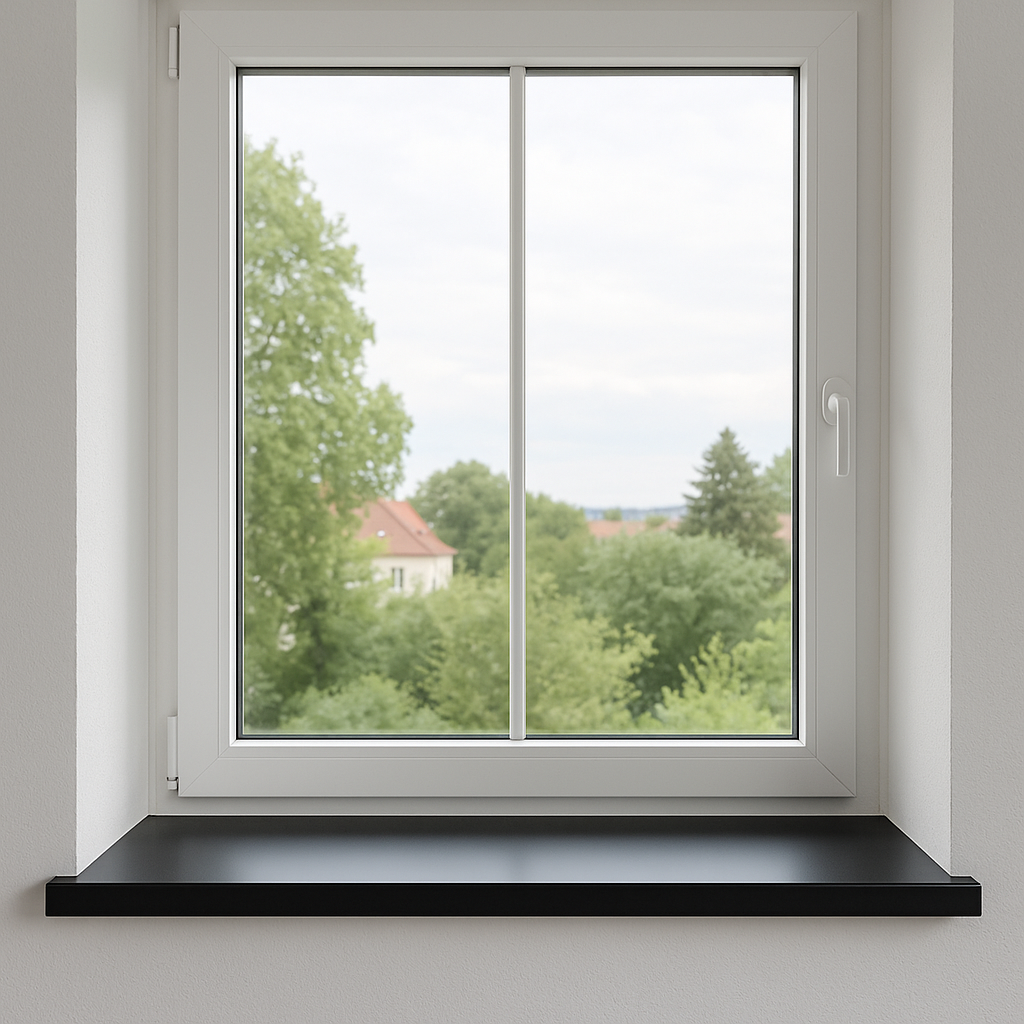 20mm Fine Crystal Black Quartz | 200mm Wide Window Sills