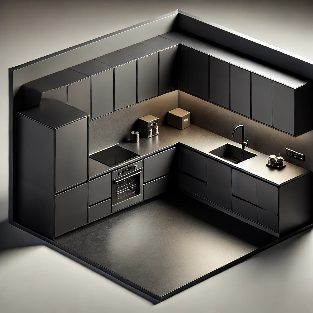 Bespoke Kitchen Worktops | 20mm Black Mirrorlux Quartz