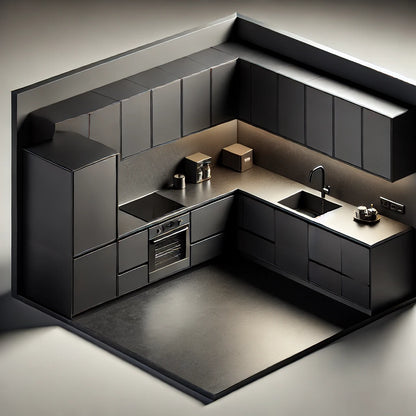 Bespoke Kitchen Worktops | 20mm Black Mirrorlux Quartz