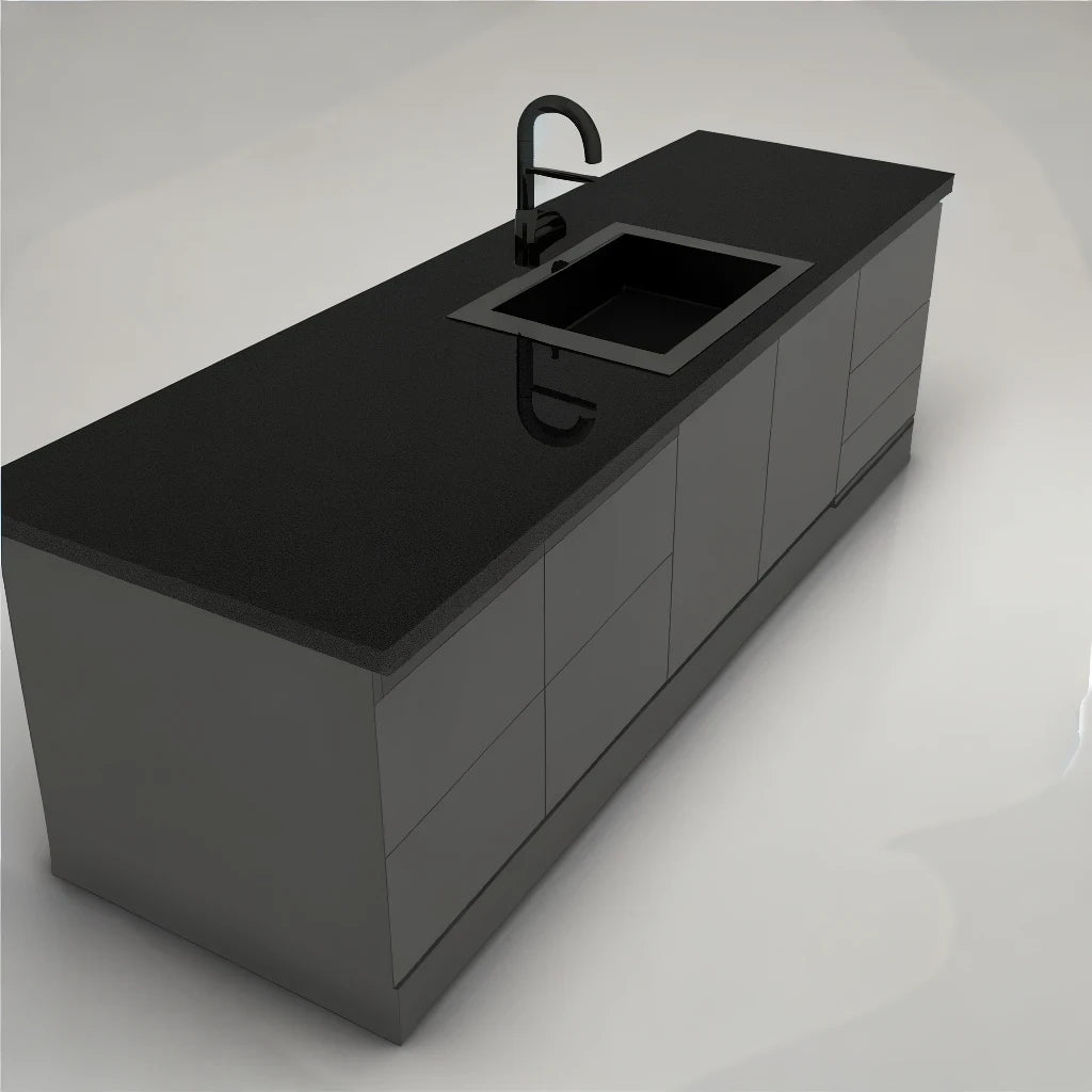 Bespoke Kitchen Worktops | 20mm Black Mirrorlux Quartz